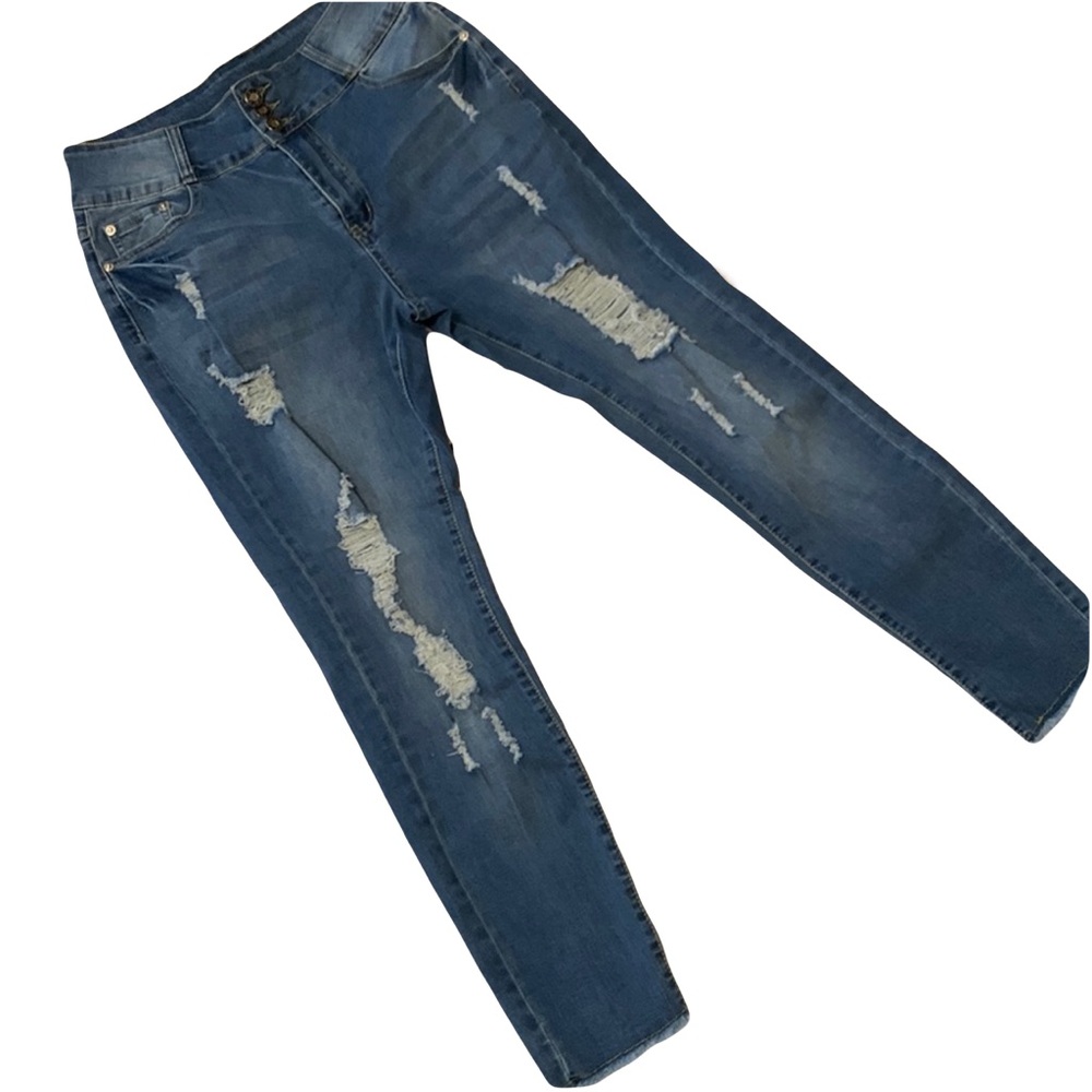 Raw Hem High Waist Jeans - Picture 1 of 3
